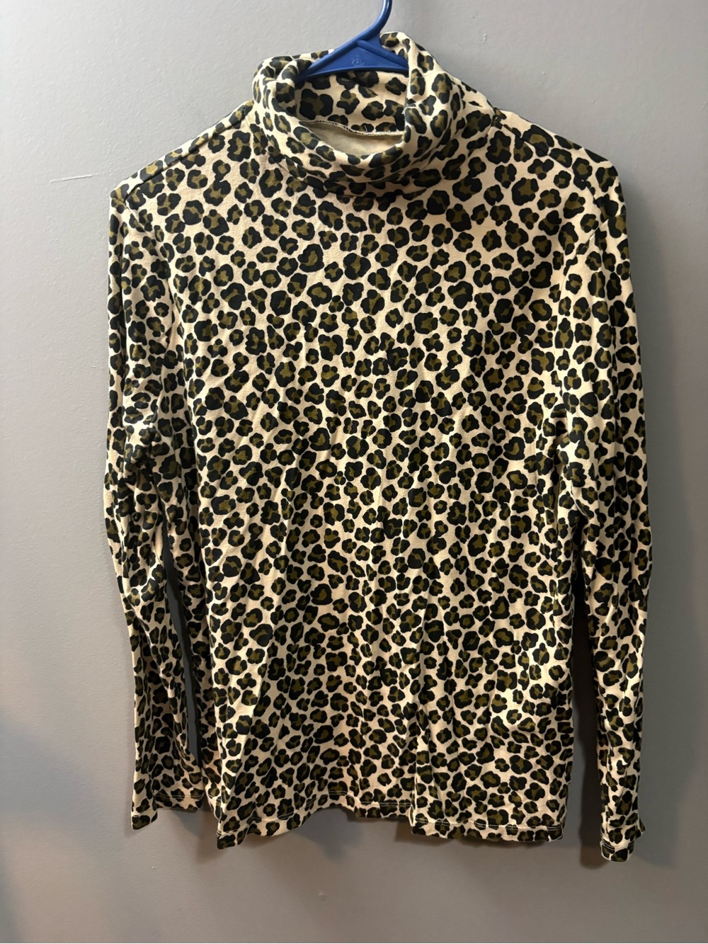 White Stag Cream and Black Leopard Print Turtleneck Long Sleeve Top